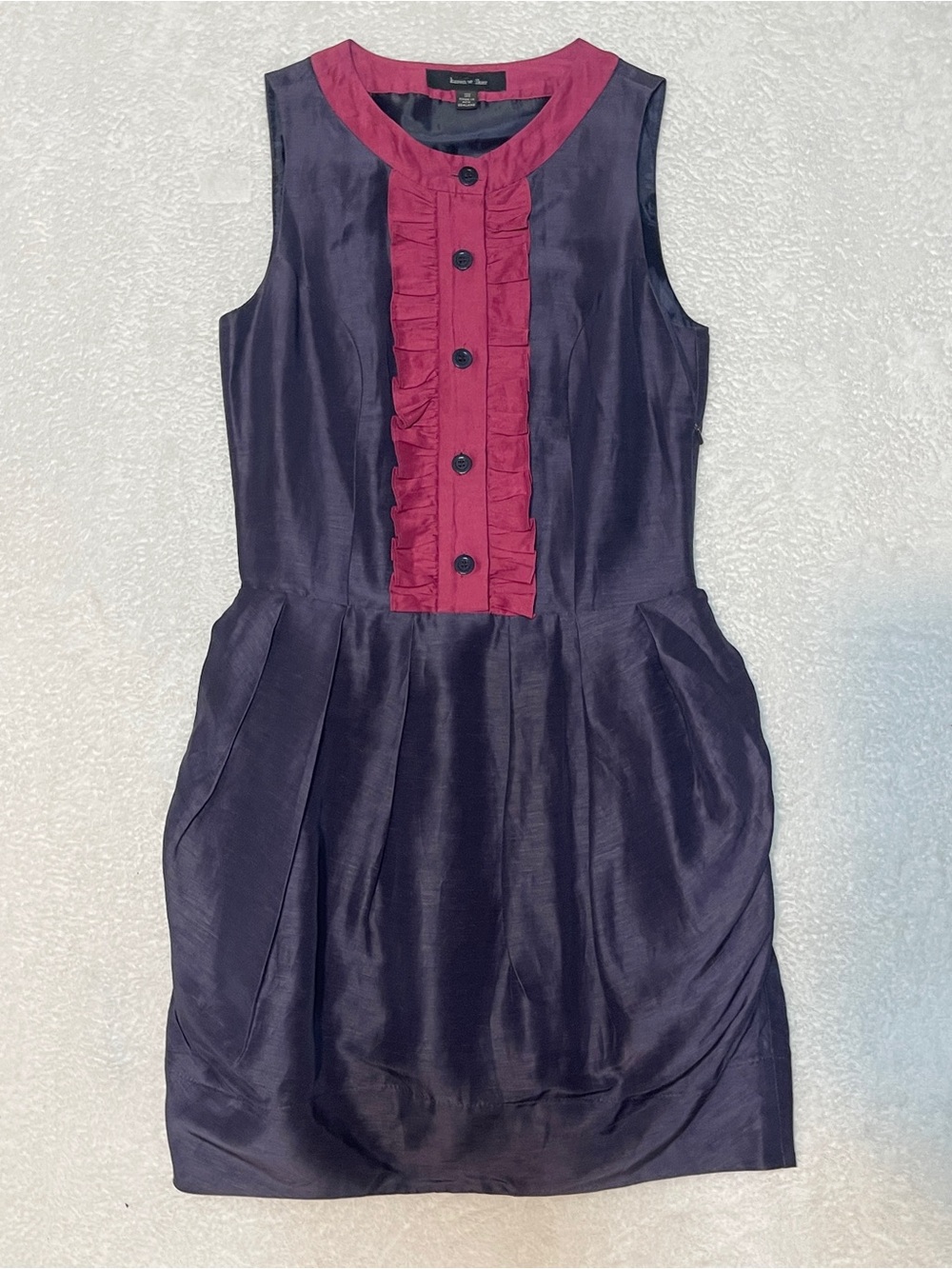 Karen Walker Sleeveless Color-block Purple Pink‎ Midi Sheath Preppy Dress Size 2